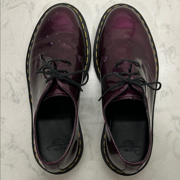 Dr. Martens Vegan 1461 Oxford Shoes Black Rich Purple Patent 8 - Picture 7 of 14